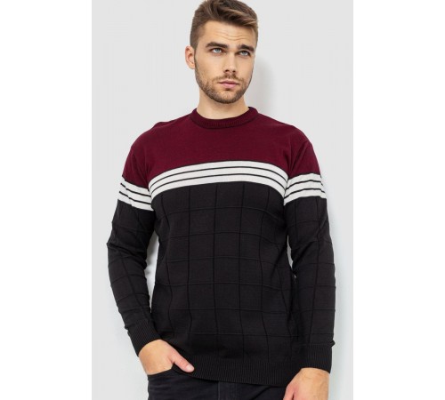 Свитер мужской, цвет черно-бордовый, 161R884