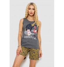 Піжама жіноча з принтом, колір сірий, 243R9639