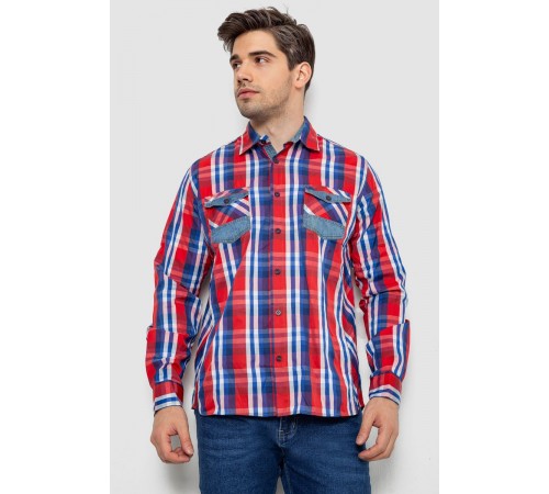 Рубашка мужская в клеточку, цвет красный, 214R0746