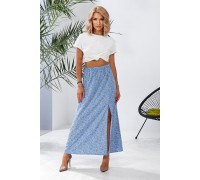 Спідниця софт із квітковим принтом, колір блакитний, 257R11