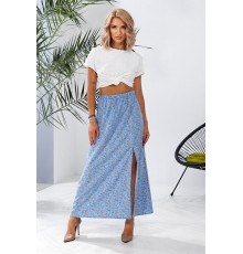 Спідниця софт із квітковим принтом, колір блакитний, 257R11