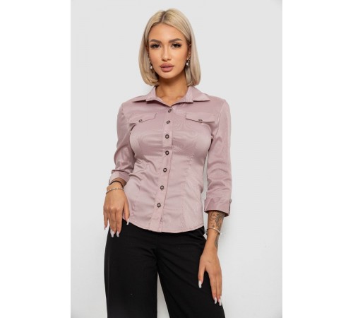 Рубашка классическая в полоску, цвет темно-пудровый, 230R643