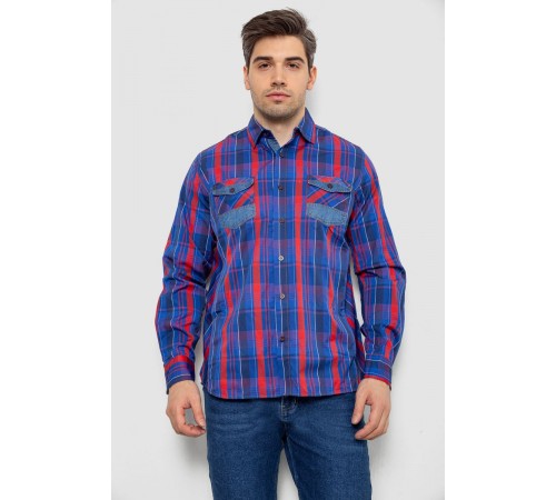 Рубашка мужская в клеточку, цвет синий, 214R0746