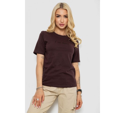 Футболка жіноча з принтом, колір шоколадний, 241R1833
