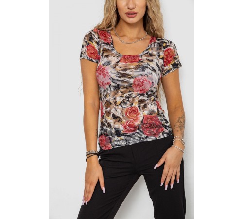 Футболка жіноча сітка, колір бежево-рожевий, 186R628