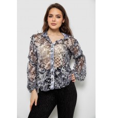 Блуза женская с принтом шифоновая, цвет серый, 230R1503-2
