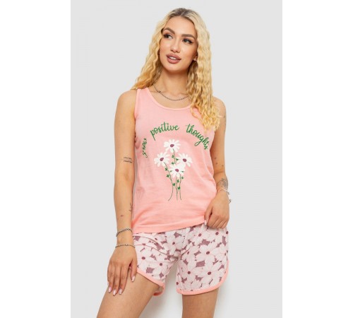 Піжама жіноча з принтом, колір персиковий, 243R2049