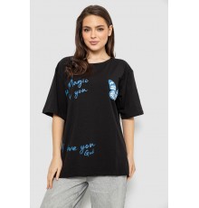 Футболка жіноча з принтом, колір чорний, 244R3006