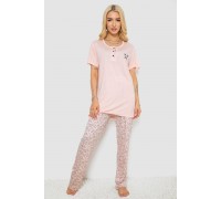 Піжама жіноча з принтом, колір персиковий, 243R7001