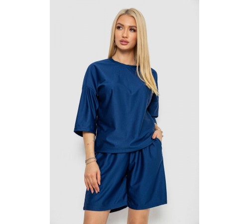 Костюм жіночий однотонний, колір темно-синій, 238R116