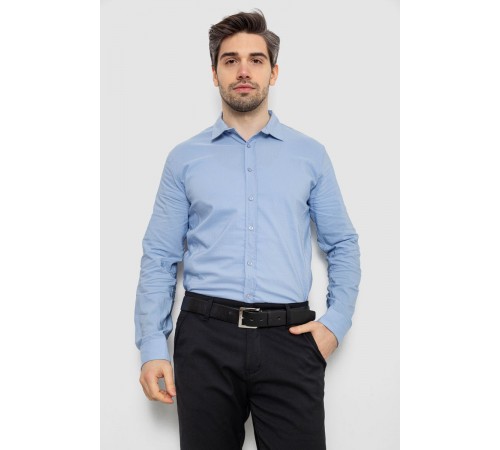 Рубашка мужская однотонная с принтом, цвет голубой, 186R6918-3