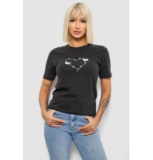 Футболка жіноча з принтом, колір грифельний, 241R125