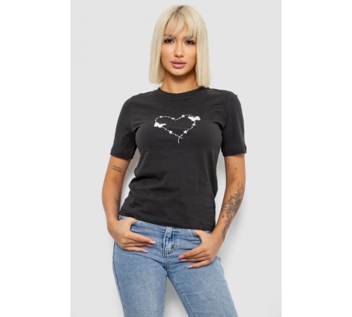 Футболка жіноча з принтом, колір грифельний, 241R125