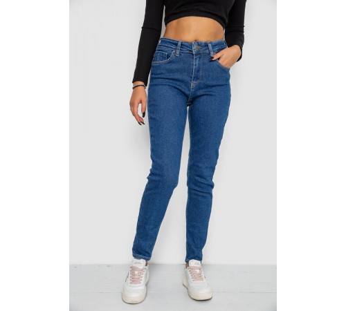 Джинси жіночі Mom-fit стрейч, колір синій, 244R1132