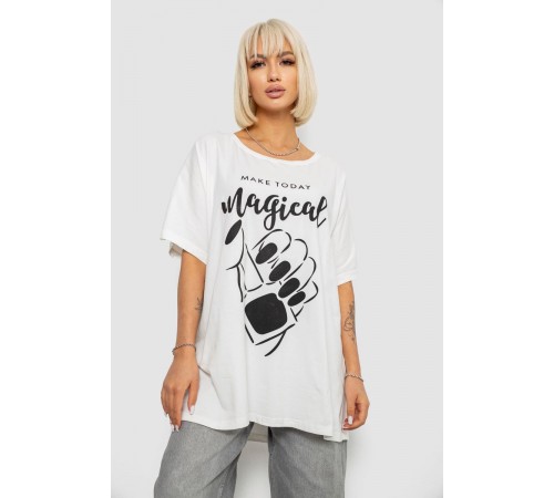Футболка жіноча з принтом, колір молочний, 244R6005-1