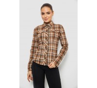 Сорочка жіноча в клітку, колір темно-бежевий, 230R064-1