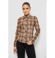 Сорочка жіноча в клітку, колір темно-бежевий, 230R064-1