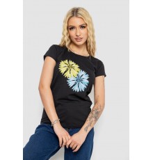 Футболка жіноча з принтом, колір чорний, 244R2215