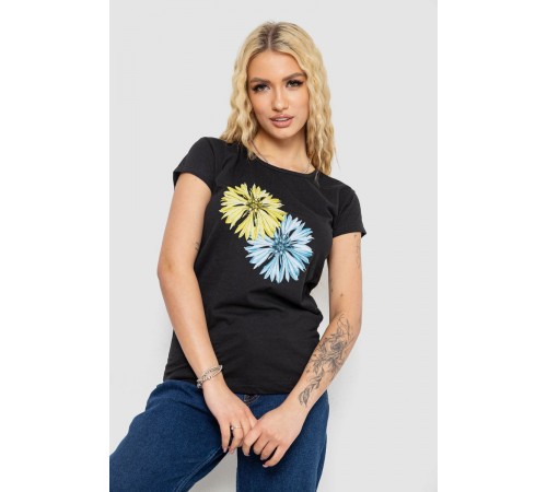 Футболка женская с принтом, цвет черный, 244R2215