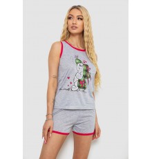 Жіноча піжама з принтом, колір сіро-малиновий, 238RB40