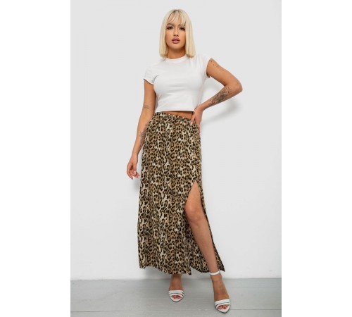 Спідниця софт із леопардовим принтом, колір бежевий, 257R11-3