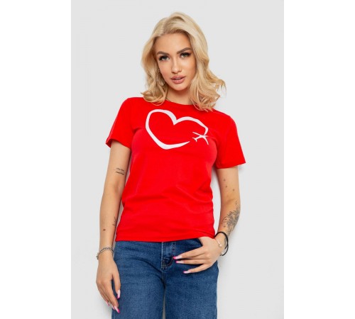 Футболка жіноча з принтом, колір червоний, 238R554