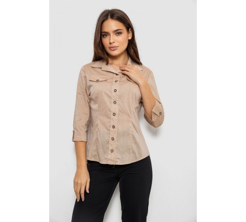Сорочка жіноча однотонна, колір бежевий, 230R068-6
