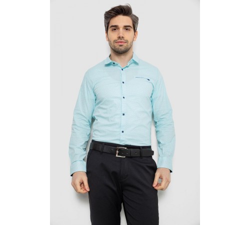 Рубашка мужская однотонная с принтом, цвет голубой, 186R2011