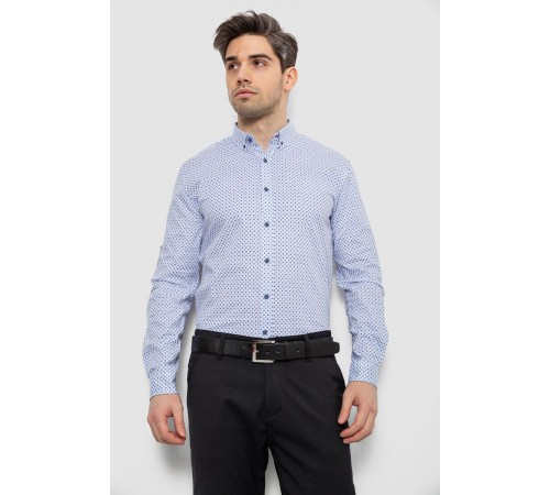 Мужская рубашка с принтом, цвет белый, 186R7070