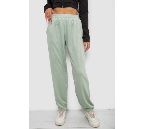 Спортивні штани жіночі велюрові, колір м'ятний, 238R58646