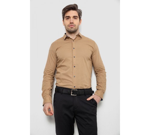 Рубашка мужская однотонная, цвет бежевый, 186R2066
