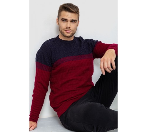 Свитер мужской, цвет сине-бордовый, 161R883