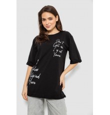 Футболка жіноча з принтом 0, колір чорний, 244R1024-1