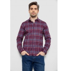 Рубашка мужская в клетку с принтом, цвет бордовый, 186R6917-10