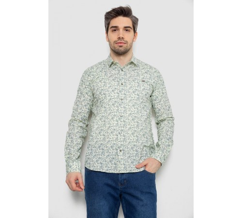 Рубашка мужская однотонная с принтом, цвет желтый, 186R2115