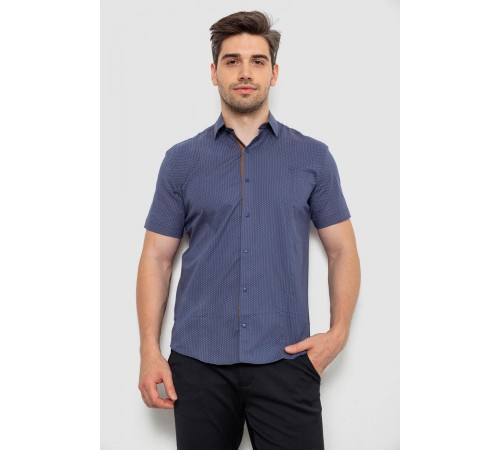 Рубашка мужская с принтом, цвет джинс, 214R7129