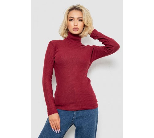 Гольф жіночий однотонний в рубчик, колір бордовий, 238R803