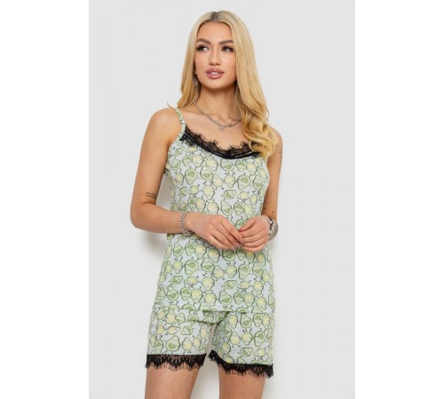 Піжама жіноча з принтом, колір оливковий, 243R2125