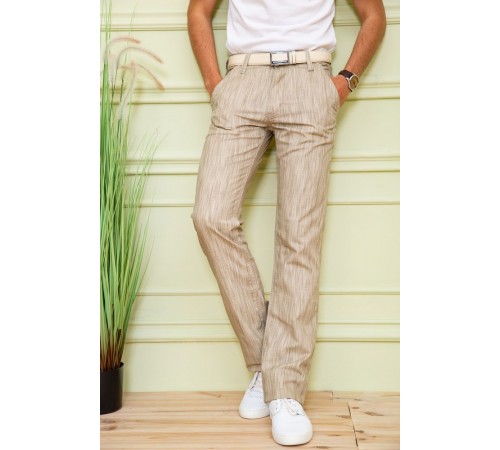 Мужские летние брюки, свободного кроя, бежевого цвета, 167R7055-1