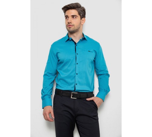 Рубашка мужская с принтом, цвет бирюзовый, 214R7173