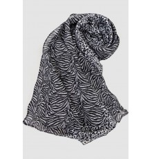 Шарф женский с принтом, цвет серо-черный, 244R011-1 Шарф женский с принтом, цвет серо-черный, 244R011-1