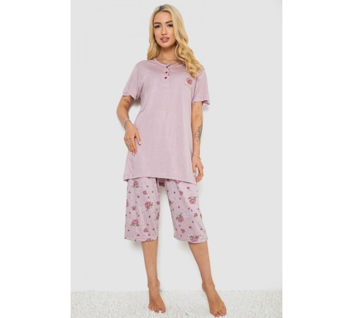 Піжама жіноча з принтом, колір бузковий, 243R6762