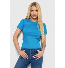 Футболка жіноча в рубчик, колір темно-блакитний, 238R123-2
