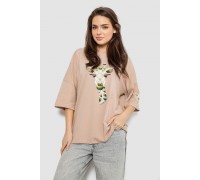 Футболка женская с принтом, цвет бежевый, 244R2012