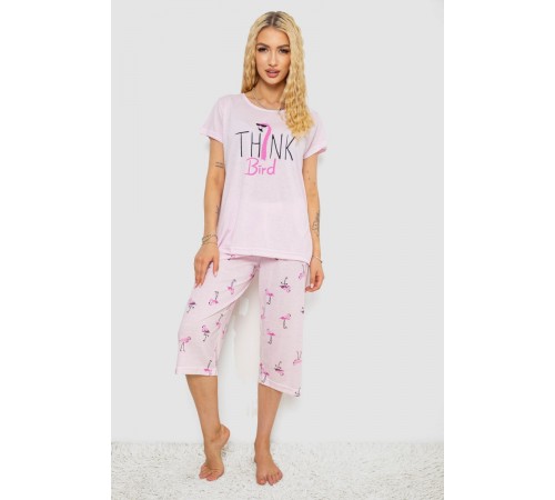 Піжама жіноча з принтом, колір рожевий, 243R7156
