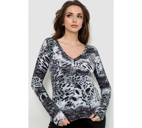 Жіночий лонгслів укорочений, колір сіро-чорний, 186R563