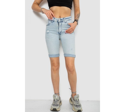 Шорти джинсові жіночі, колір блакитний, 182R1699