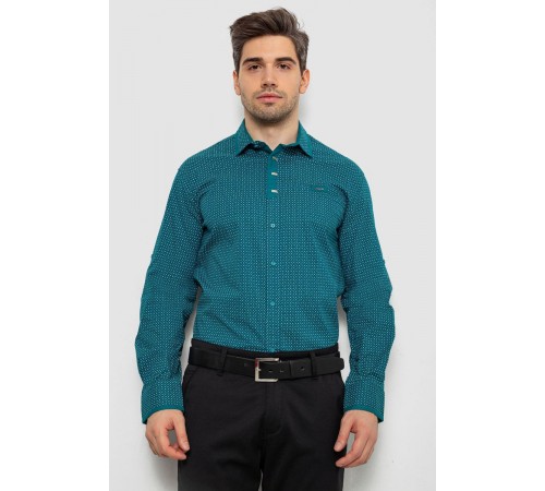 Рубашка мужская с принтом, цвет зеленый, 214R7467