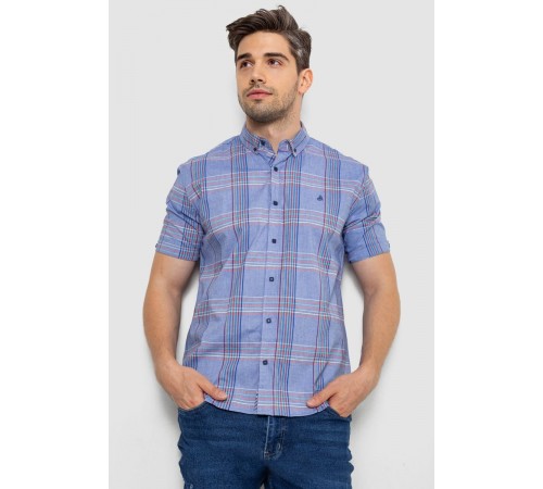 Рубашка мужская в клетку, цвет сиреневый, 214R244564