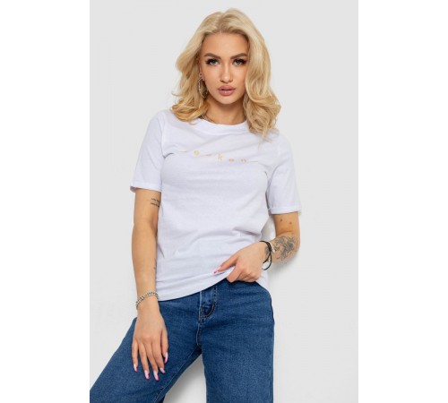 Футболка жіноча з принтом, колір білий, 238R57378-1